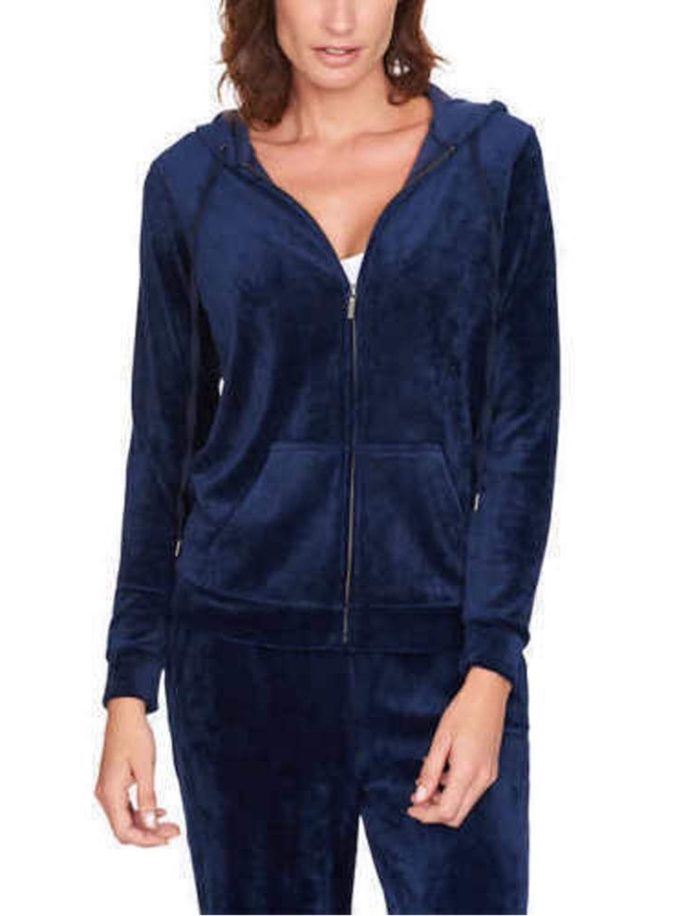 Gloria Vanderbilt Women's Velvet Sapphire Navy Zip Hoodie Plus Size XXL NWT